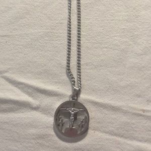 Crucifix necklace with the Lord’s Prayer